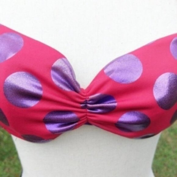 Victoria's Secret Red Purple Polka Dot Bikini XS - Picture 2 of 6